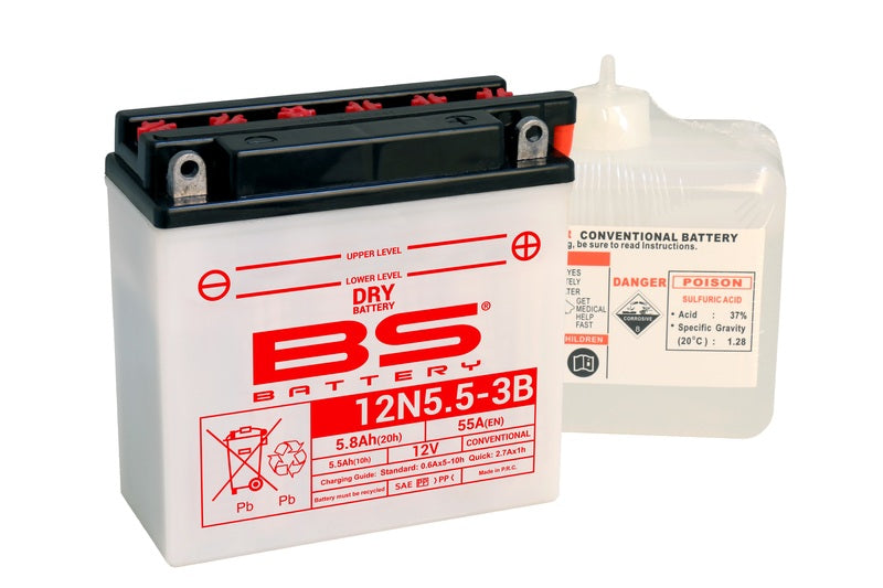 Batería de moto BS 12N5-5-3B – arranque fiable, alto rendimiento y calidad garantizada