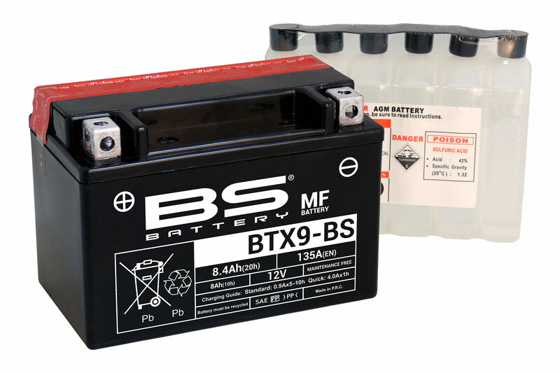 Batería de moto BS BTX9-BS – arranque fiable, alto rendimiento y calidad garantizada