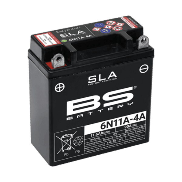 Batería precargada modelo 6N11A-4A, sin mantenimiento y lista para instalar en tu moto
