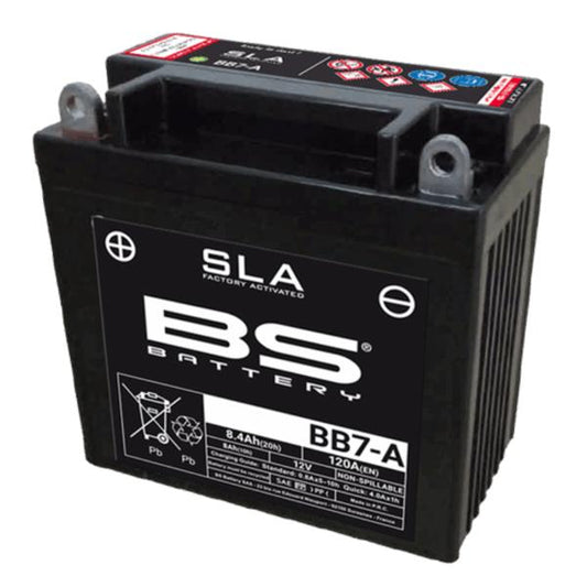 Batería precargada modelo BB7-A-FA, sin mantenimiento y lista para instalar en tu moto