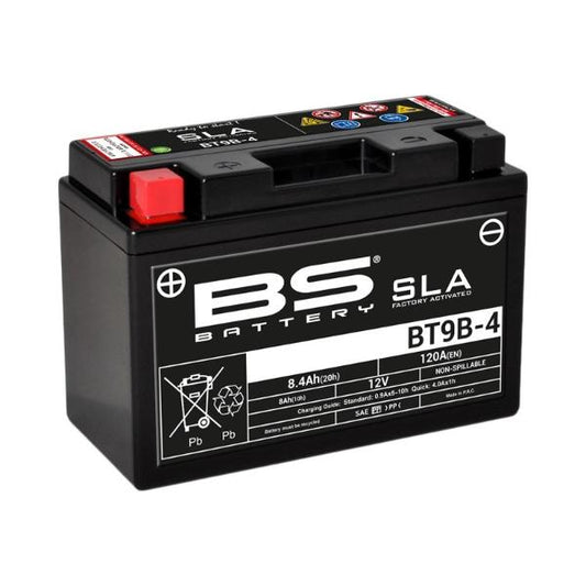 Batería precargada modelo BT9B-4-FA, sin mantenimiento y lista para instalar en tu moto