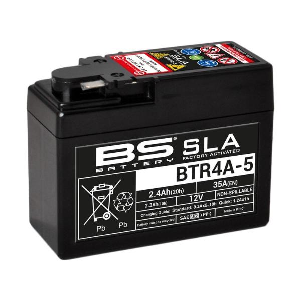 Batería precargada modelo BTR4A-5-FA, sin mantenimiento y lista para instalar en tu moto