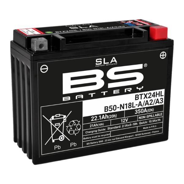Batería precargada modelo BTX24HL-FA, sin mantenimiento y lista para instalar en tu moto