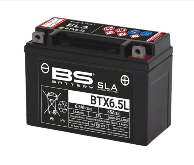 Batería precargada modelo BTX6-5L-FA, sin mantenimiento y lista para instalar en tu moto