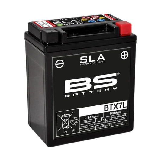 Batería precargada modelo BTX7L-FA, sin mantenimiento y lista para instalar en tu moto