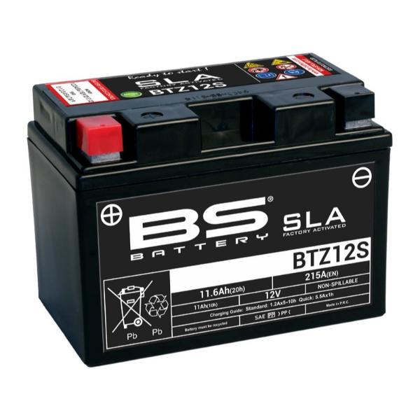 Batería precargada modelo BTZ12S-FA, sin mantenimiento y lista para instalar en tu moto
