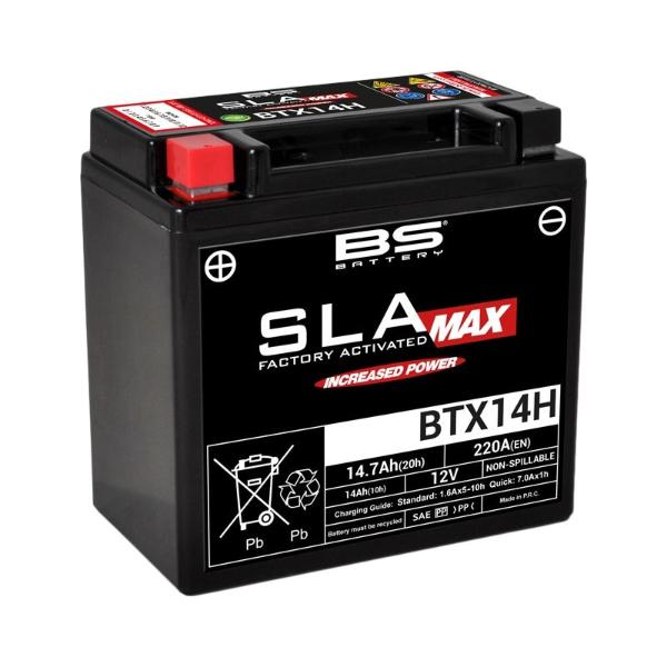 Batería precargada modelo MAX-BTX14H-FA, sin mantenimiento y lista para instalar en tu moto