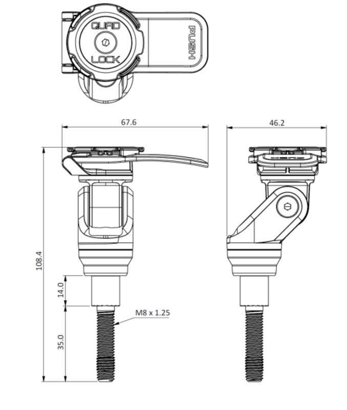 Soporte de smartphone para abrazadera de manillar QUAD LOCK - MOTO ATELIER