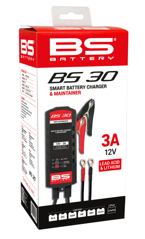 Caja cargador de bateria inteligente BS Battery BS30 - 12V 3A moto