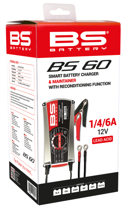 Caja cargador de bateria inteligente Pro BS Battery BS60 - 12V 1/4/6A moto
