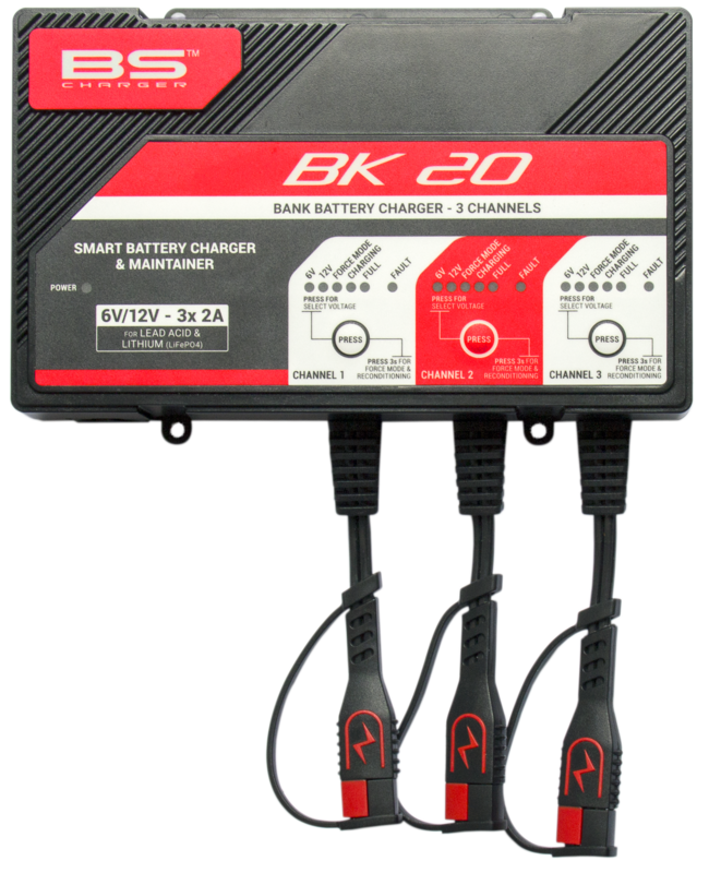Cargador de bateria inteligente BS Battery BK20 6V/12V 3x2A para 3 baterías