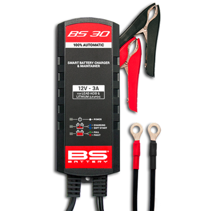 Cargador de bateria inteligente BS Battery BS30 - 12V 3A moto