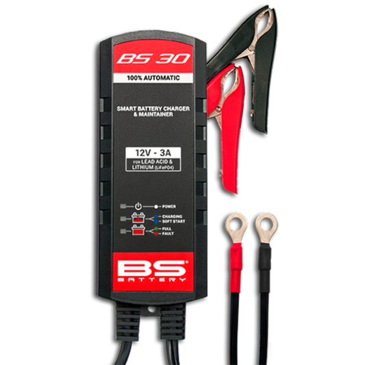 Cargador de bateria inteligente BS Battery BS30 - 12V 3A moto