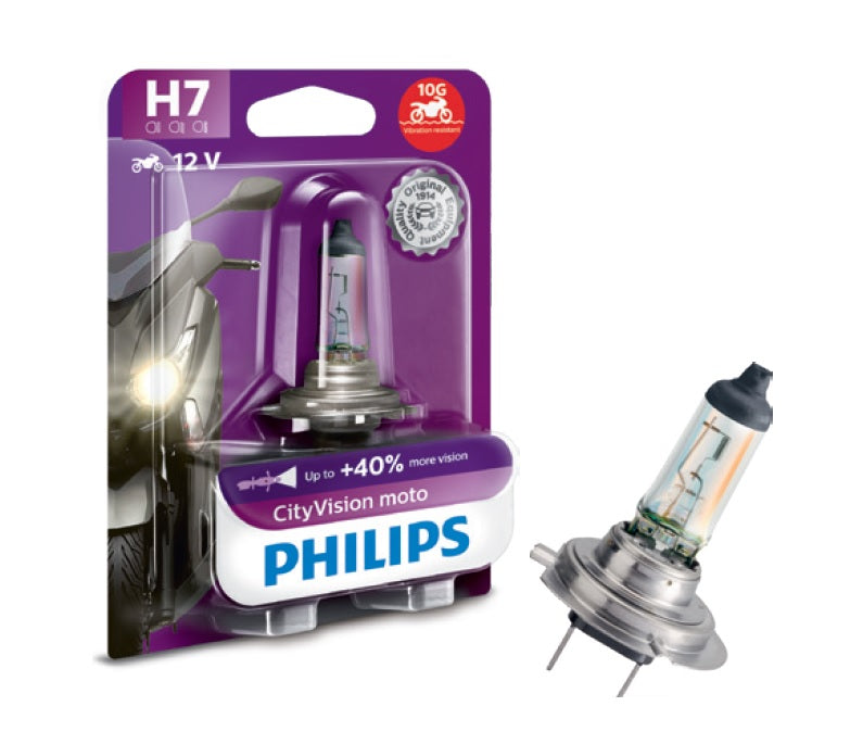 LÁMPARA PHILIPS DE ÓPTICA HALÓGENA H7 CITY VISION 12V 55W - MOTO ATELIER