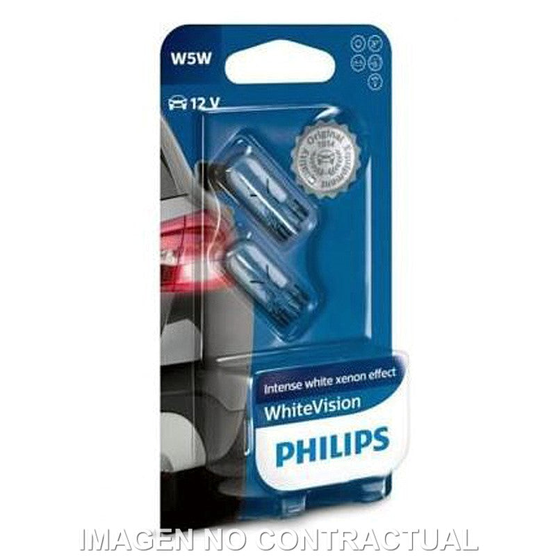 LÁMPARA PHILIPS TODO CRISTAL W5W WHITE VISION 12V 5W - MOTO ATELIER