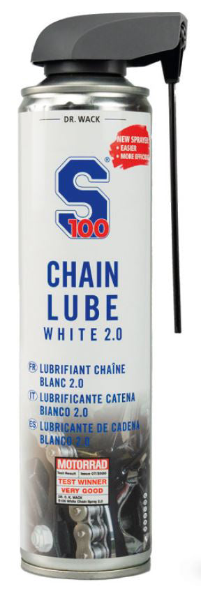 Lubricante de cadena marca s100 blanco 2.0 moto
