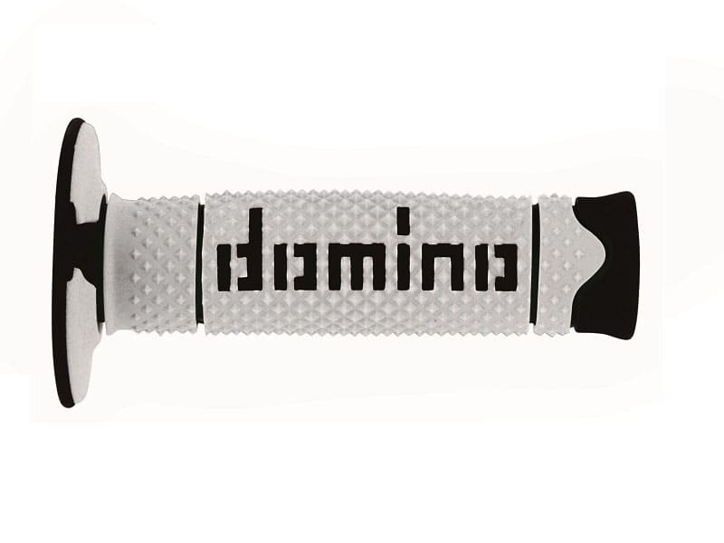 PUÑOS DOMINO DSH OFF ROAD CERRADOS D 22 MM L 120 MM PARA MOTOCICLETA EN COLOR BLANCO Y NEGRO