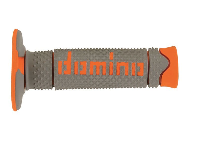 PUÑOS DOMINO DSH OFF ROAD CERRADOS D 22 MM L 120 MM PARA MOTOCICLETA EN COLOR GRIS Y NARANJA