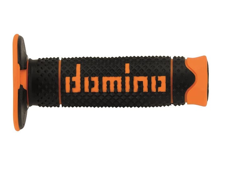 PUÑOS DOMINO DSH OFF ROAD CERRADOS D 22 MM L 120 MM PARA MOTOCICLETA EN COLOR NEGRO Y NARANJA