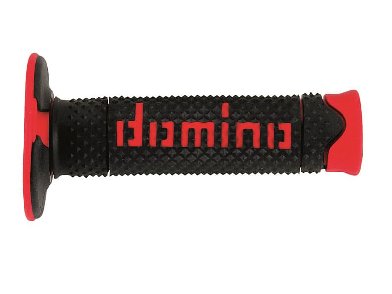 PUÑOS DOMINO DSH OFF ROAD CERRADOS D 22 MM L 120 MM PARA MOTOCICLETA EN COLOR NEGRO Y ROJO