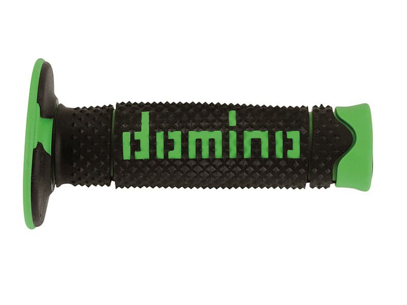 PUÑOS DOMINO DSH OFF ROAD CERRADOS D 22 MM L 120 MM PARA MOTOCICLETA EN COLOR NEGRO Y VERDE