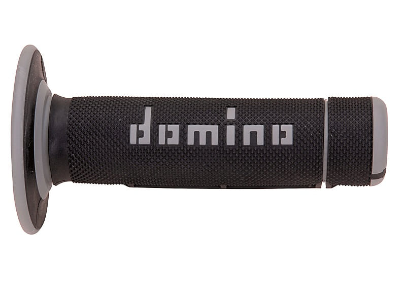 PUÑOS DOMINO OFF ROAD CERRADOS D 22 MM L 118 MM MOTOCICLETA COLOR NEGRO Y GRIS