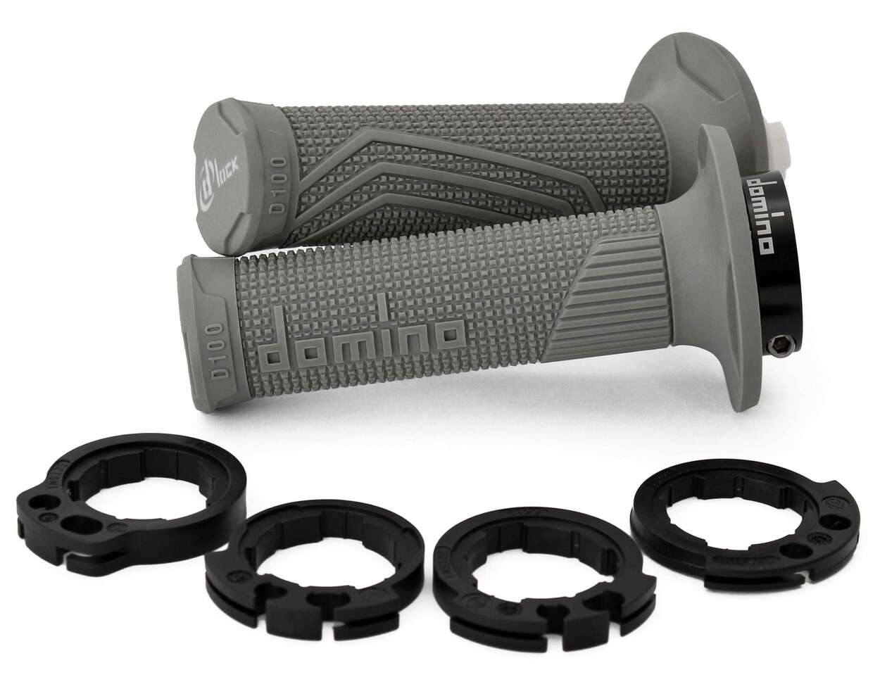 Puños Domino D100 Off Road D-Lock con fijación Lock-On en color gris para motocicleta