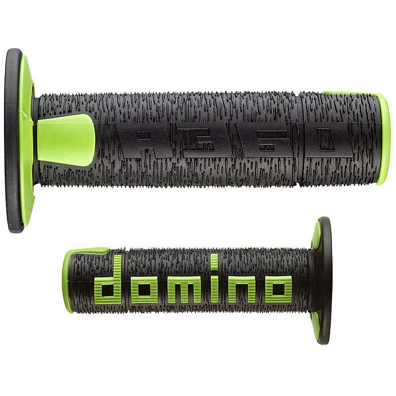 Puños Domino Off Road RPS cerrados de 22 mm y 120 mm para motocicleta color negro y verde