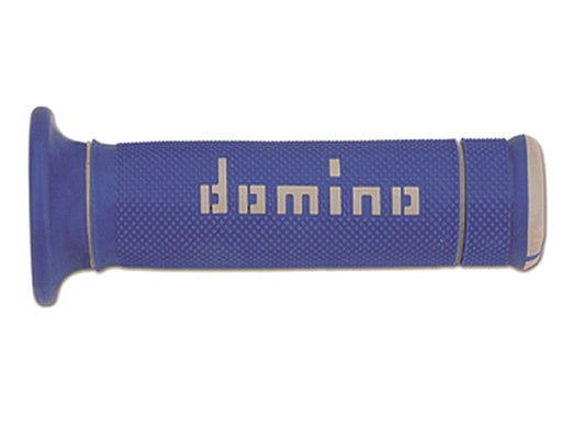 PUÑOS DOMINO TRIAL CERRADOS D 22 MM L 125 MM color azul y blanco para motocicleta