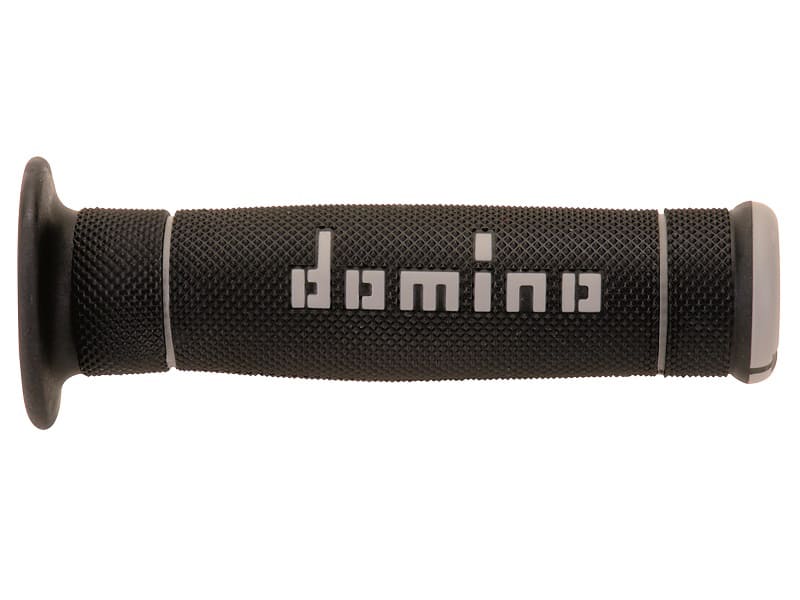 PUÑOS DOMINO TRIAL CERRADOS D 22 MM L 125 MM color negro y gris para motocicleta