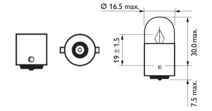 Lámpara Philips R5W 12V 5W posición y matrícula moto