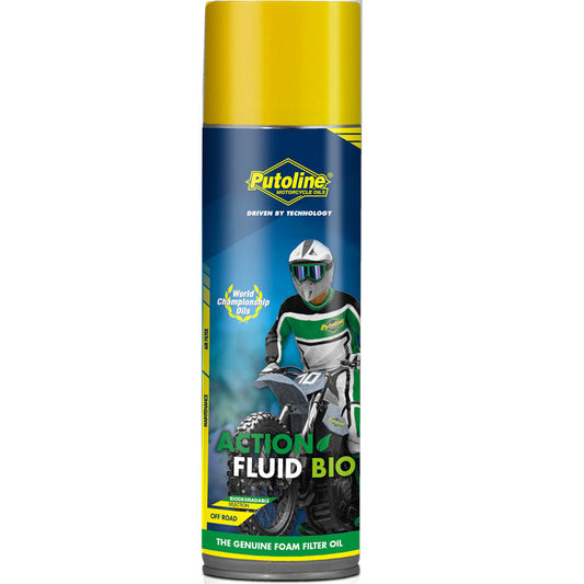 Aceite biodegradable para filtro de aire Putoline Bio Action Fluid 600ml spray, protección y rendimiento para motos off-road