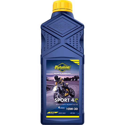 Aceite motor 10W-30 Putoline Sport 4R 1L, lubricante semisintético de alto rendimiento para motos deportivas, protege el motor y mejora la aceleración