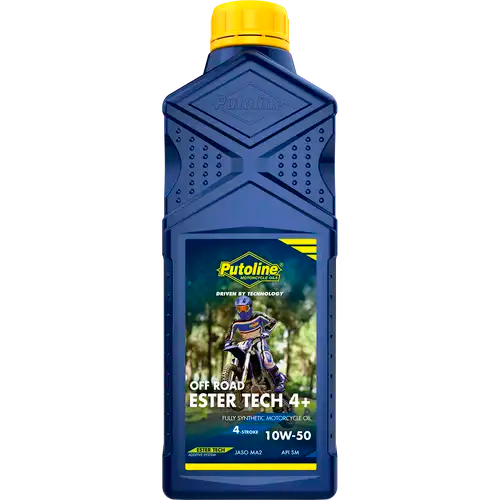 Aceite motor 10W-50 off-road Putoline Ester Tech 4+ 1L, lubricante 100% sintético para motos 4T de alto rendimiento