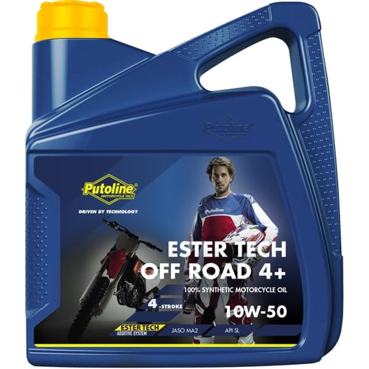 Aceite motor 10W-50 Putoline Ester Tech Off Road 4+ 4L, lubricante 100% sintético para motos 4T off-road