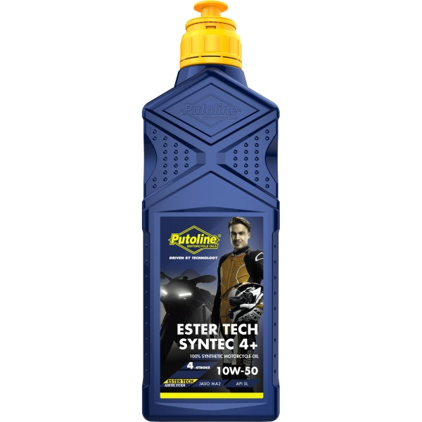 Aceite motor 10W-50 Putoline Ester Tech Syntec 4+ 1L, lubricante 100% sintético para motos 4T de alto rendimiento