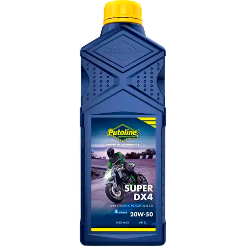 Aceite motor 20W-50 Putoline Super DX4 1L, lubricante semisintético para motos 4T