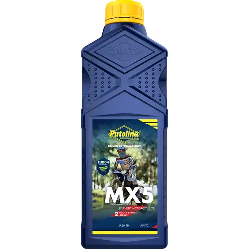 Aceite motor 2T Putoline MX5 1L, lubricante sintético para motos off-road de alto rendimiento