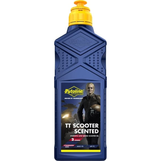 Aceite motor 2T Putoline TT Scooter Scented 1L, lubricante sintético perfumado para scooters de 2 tiempos, alto rendimiento y protección