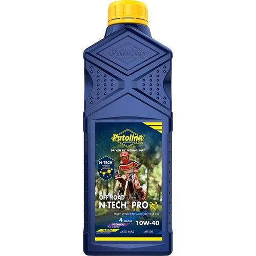 Aceite motor 10W-40 Putoline N-Tech Pro R+ 1L, lubricante sintético para motos off-road de 4 tiempos