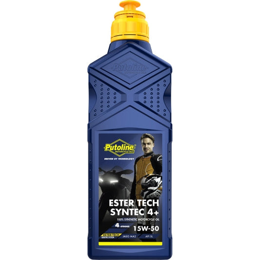 Aceite motor 15W-50 Putoline Ester Tech Syntec 4+ 1L, lubricante 100% sintético para motos 4 tiempos de alto rendimiento