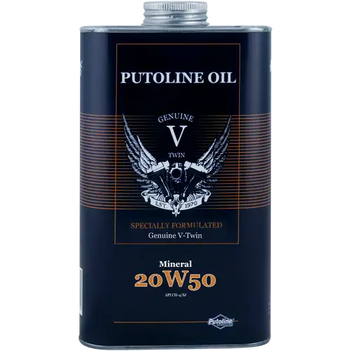 Aceite motor 20W-50 Putoline Genuine V-Twin Mineral 1L, lubricante mineral para motos V-Twin 4 tiempos