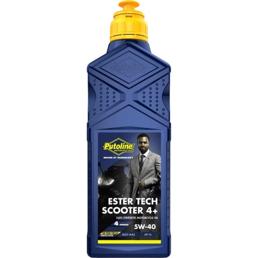 Aceite motor 5W-40 Putoline Ester Tech Scooter 4+ 1L, lubricante sintético para scooters de 4 tiempos, mejora el rendimiento y protege el motor