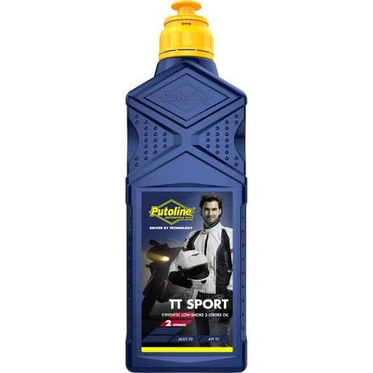 Aceite motor Putoline TT Sport  2T 1L, lubricante semisintético para motos de 2 tiempos, mejora la combustión y reduce los residuos en el motor
