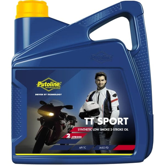 Aceite motor Putoline TT Sport 2T 4L, lubricante semisintético para motos de 2 tiempos, mejora la combustión y reduce los residuos en el motor