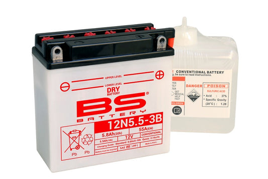 Batería de moto BS 12N5-5-3B – arranque fiable, alto rendimiento y calidad garantizada