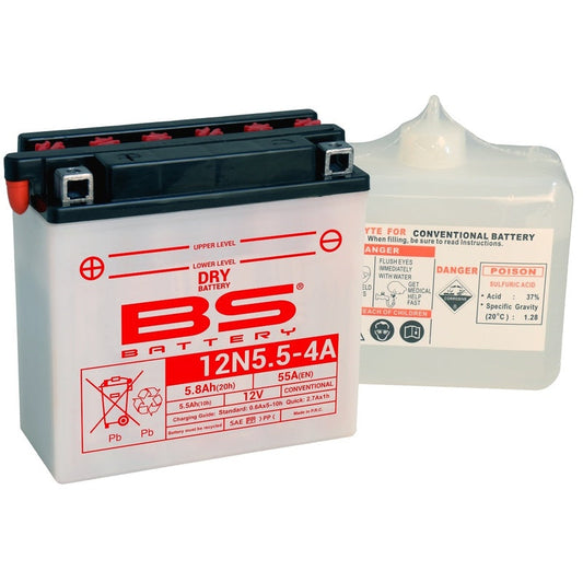 Batería de moto BS 12N5-5-4A – arranque fiable, alto rendimiento y calidad garantizada