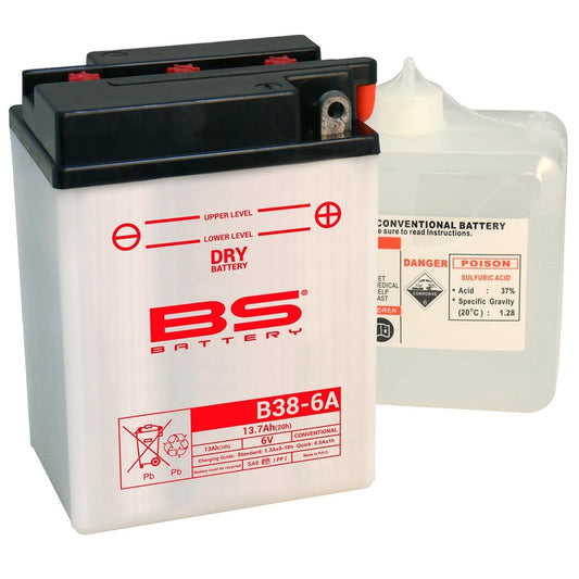 Batería de moto BS B38-6A – arranque fiable, alto rendimiento y calidad garantizada