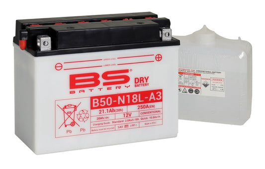 Batería de moto BS B50-N18L-A3 – arranque fiable, alto rendimiento y calidad garantizada