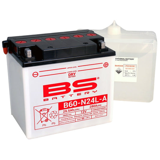 Batería de moto BS B60-N24L-A – arranque fiable, alto rendimiento y calidad garantizada